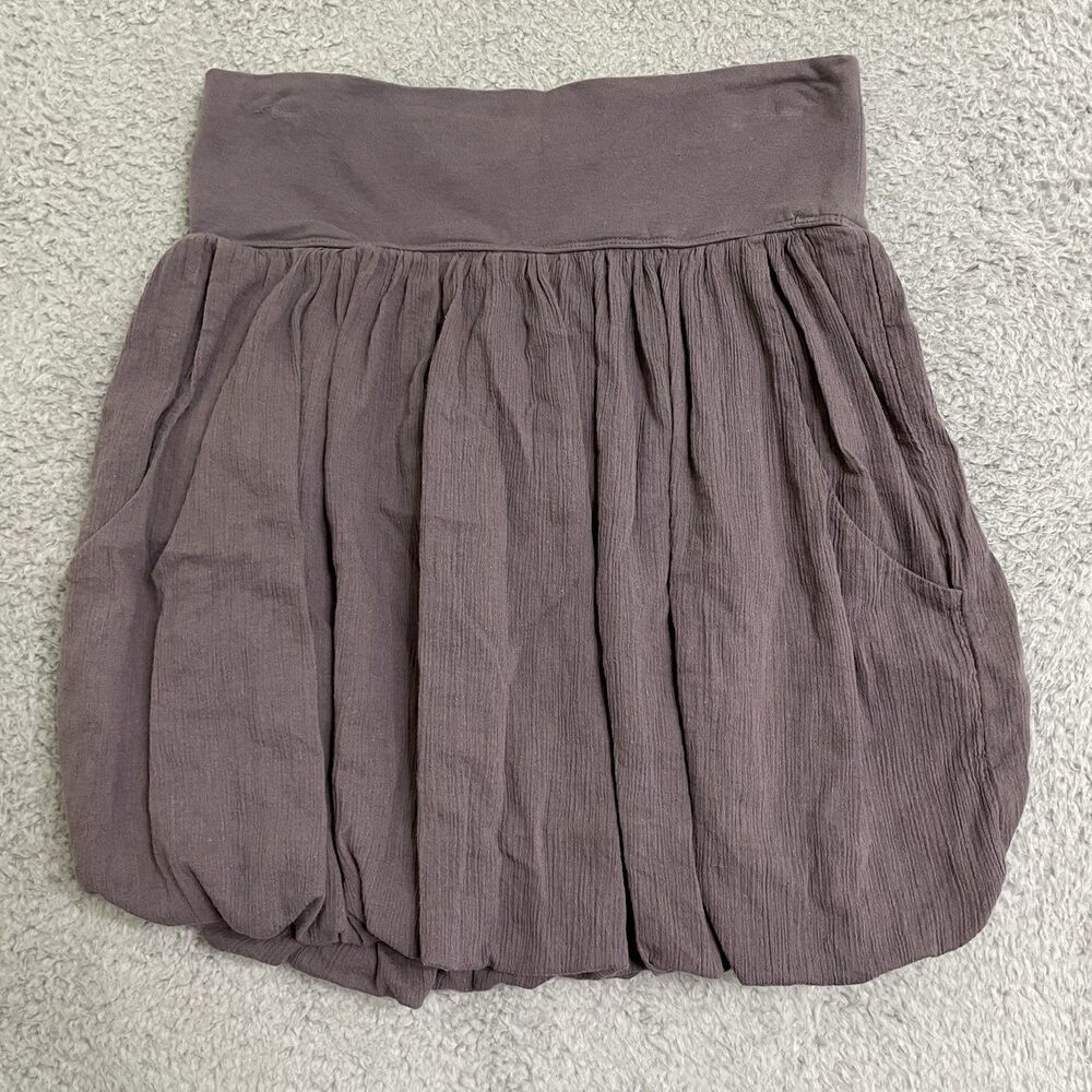 Free People Purple Mini- Guaze Bubble Skirt Cotton Womens Small POCKETS